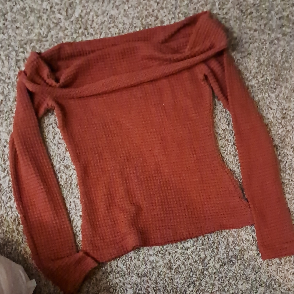 Women's Off-Shoulder Rust Sweater